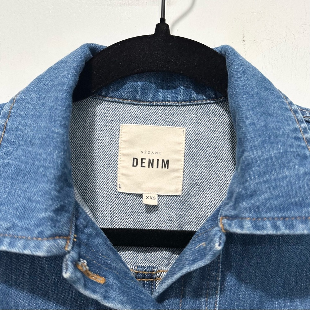 Sezane Willa Denim Jacket In Light Blue Denim Size XXS - Picture 8 of 10